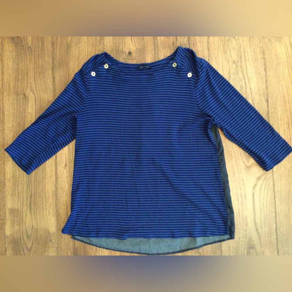 Tommy Hilfiger Blue and Black Three Quarter Sleeve Shirt - XL - Hardly Worn